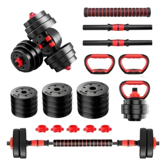 Set Mancuernas Ajustables 20 kg con Barra de Extensión – Antideslizantes, Hierro, Hogar y Gimnasio